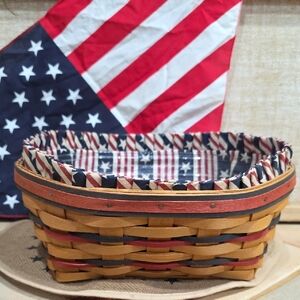 Longaberger American Blue Ribbon Bread Basket with Red and Blue Liner